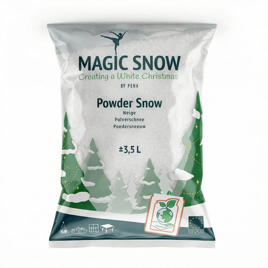 3,5L Biodegradable artificial snow to transform your home and your shop.